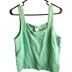 a new day Linen Green Striped Tank Top